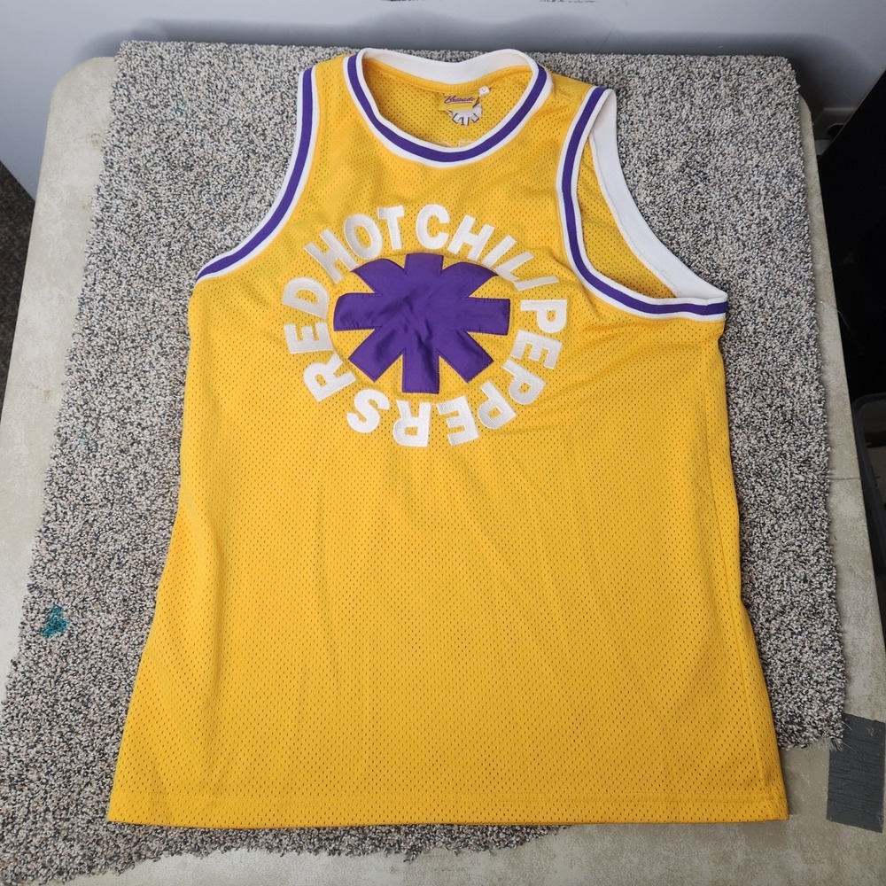 Bravado Red Hot Chili‎ Peppers RHCP 83 Basketball Jersey Yellow Purple Mens L